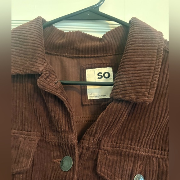 SO Women's Corduroy Trucker Jacket in Brown - Picture 3 of 3